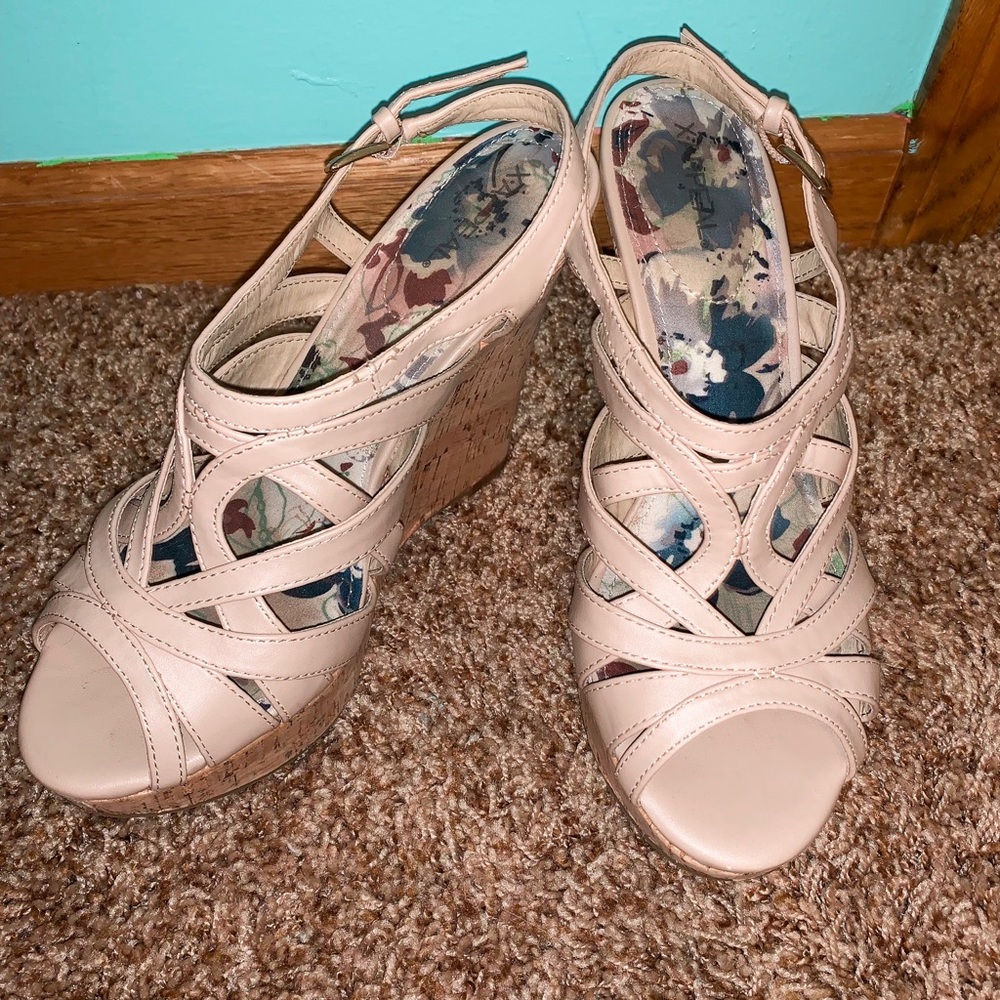 Nude Cork Heel Wedges